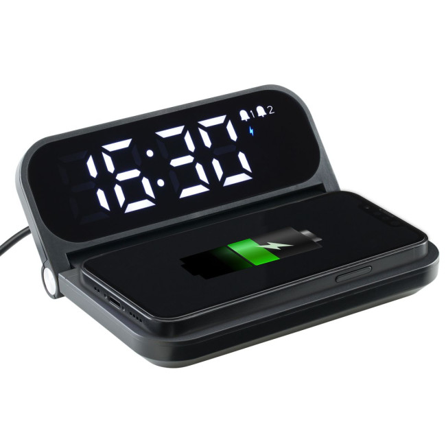 Custom Printed Fast Wireless Charger With Alarm Clock - Image 2