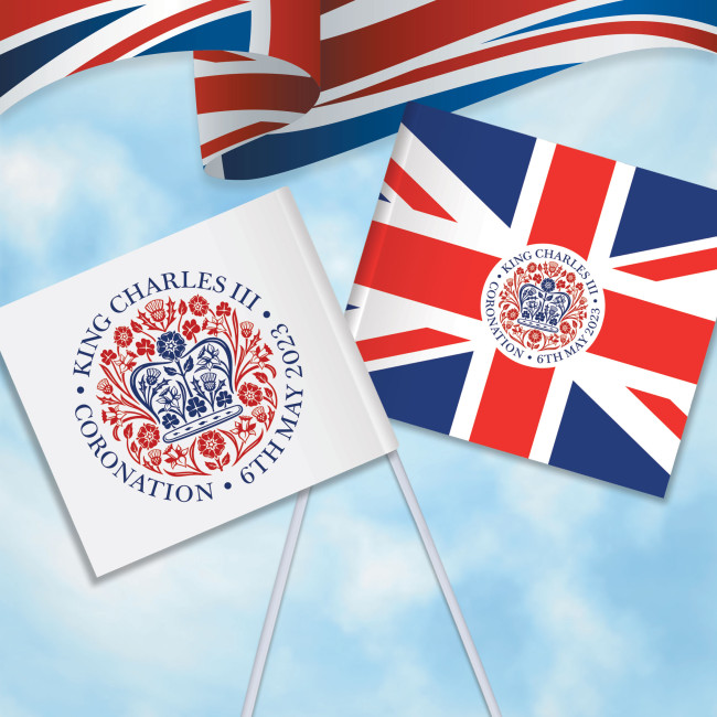 Branded Promotional Coronation Handwaving Flags