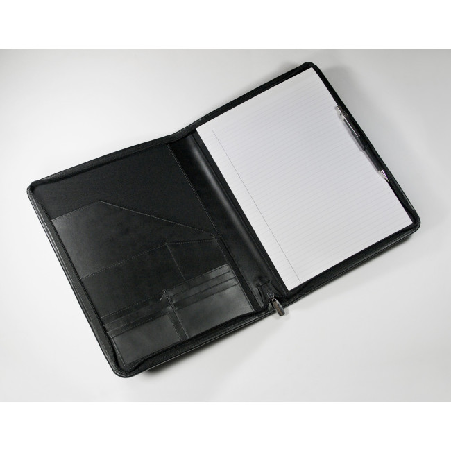 Custom Printed Malvern A4 Zipped Folder In Black - Image 1