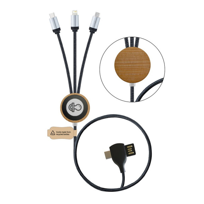 Branded Bamboo 3 in 1 Charging Cable