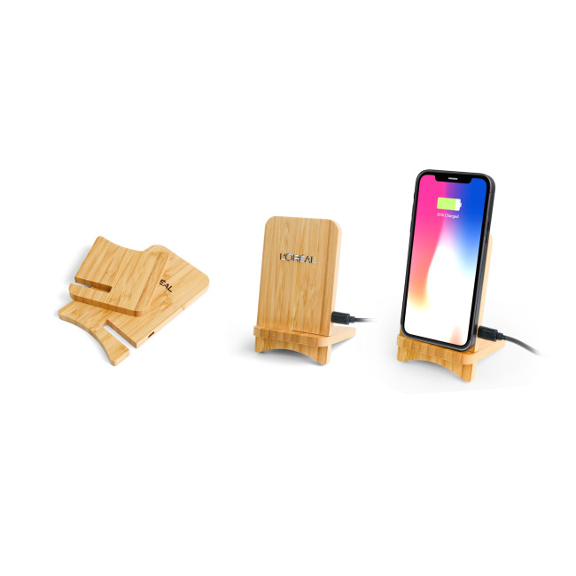 Branded Bamboo Wireless Charging Stand 10W - Image 1