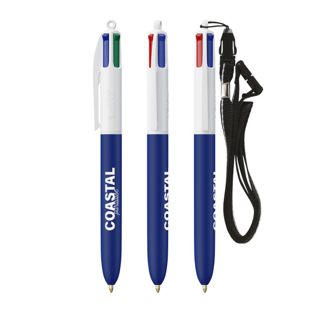 Custom Printed BIC 4 Colours Soft With Lanyard Screen Printing - Image 1