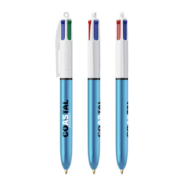 Custom Printed BIC 4 Colours Shine Ballpen Laser Engraving 360