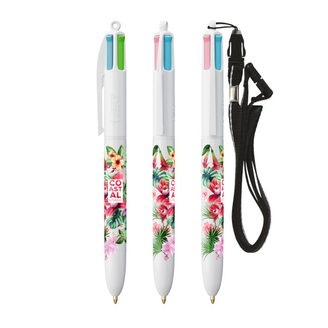 Custom Printed BIC 4 Colours Fashion Ballpen + Lanyard Digital - Image 1