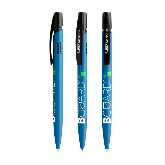 Branded BIC Media Clic BIO Based BGUARD Antibacterial Ballpen Screen Printing - Image 1