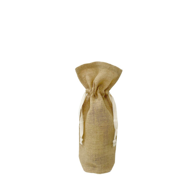 Custom Printed Drawstring Jute Bottle Pouch