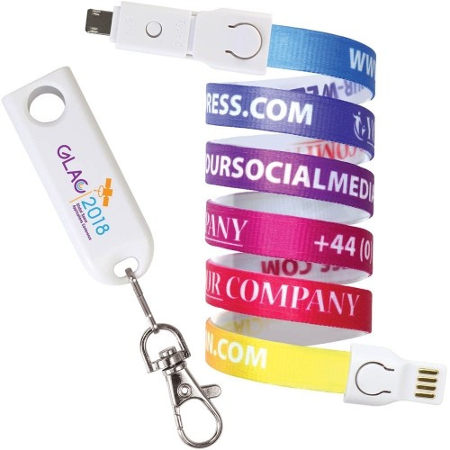 Custom Printed 3-in-1 USB Lanyard Charging Cables