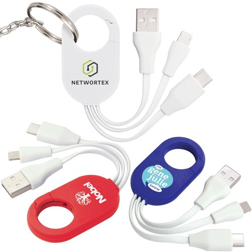 Custom Printed 3-in-1 Short Arm USB Charging Cable New TYPE-C Connector