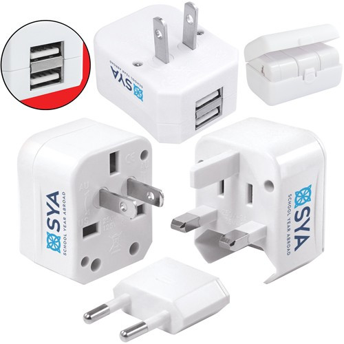 Branded Worldwide Travel Adaptor 5-in-1 with USB