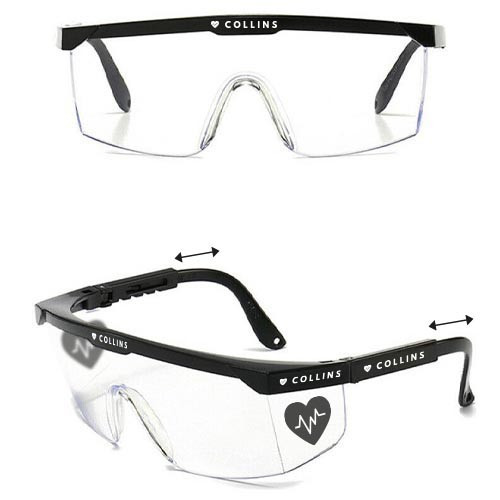 Custom Printed Anti-fog Safety Glasses Black Frame