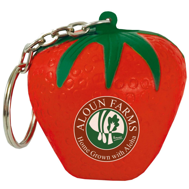 Custom Printed Stress Strawberry Keyring