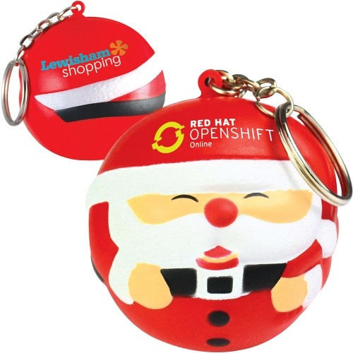 Custom Printed Stress Father Christmas Keyring