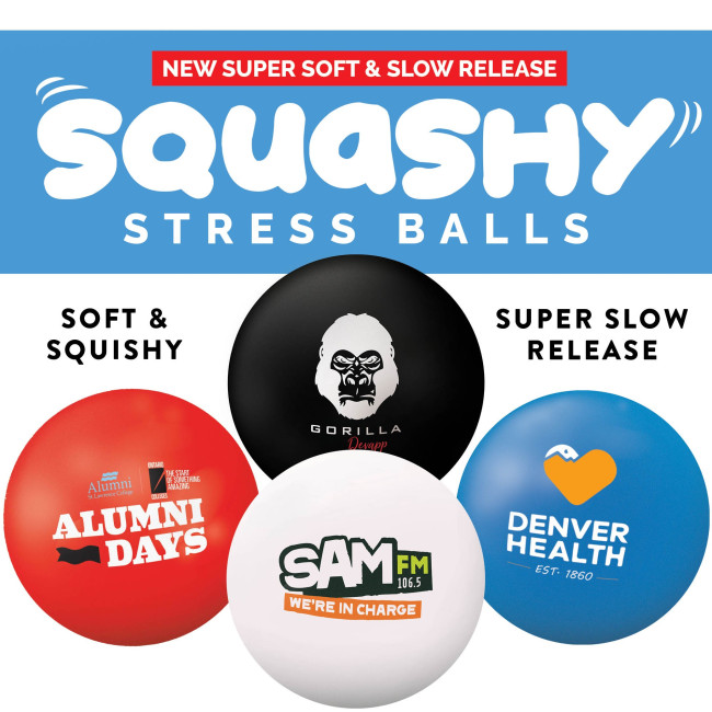 Custom Printed Premium Squashy Stress Balls 70mm