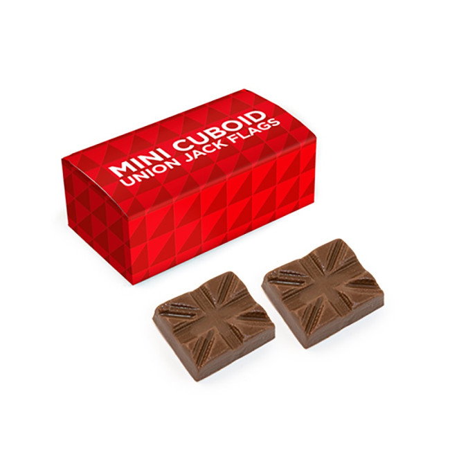 Branded Milk Chocolate Union Jack Flags Mini Cuboid Box