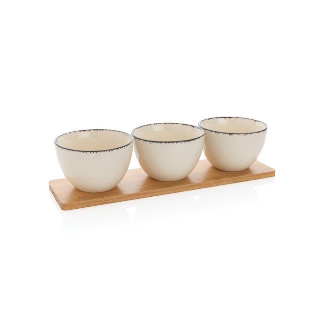 Branded Ukiyo Serving Bowl Set & Bamboo Tray