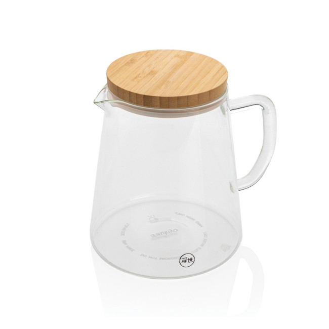 Branded Ukiyo Borosilicate Glass Carafe & Bamboo Lid 1.2L