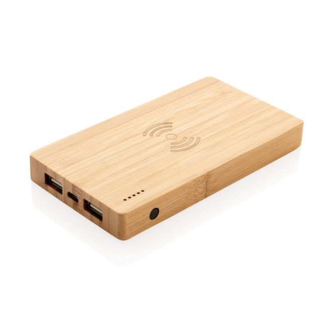 Branded Bamboo Wireless Powerbank 4,000 mAh