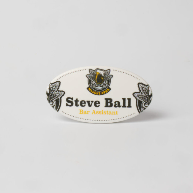 Custom Printed Always Recycled Essential Name Badge - Oval