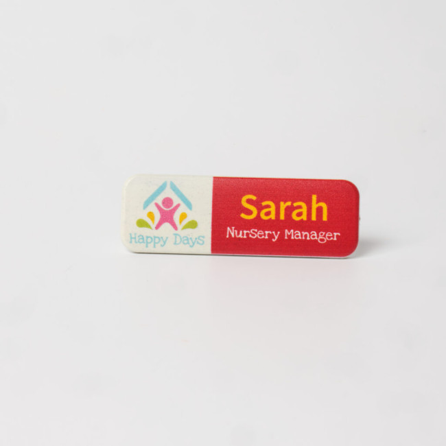 Custom Printed Always Recycled Essential Name Badge - Slim Rectangle