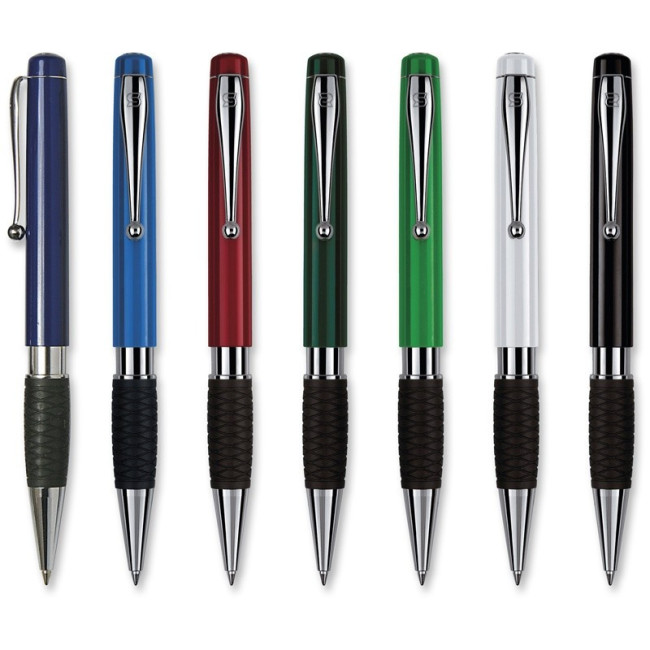 Custom Printed Tethys Grip Silver Plastic Ballpen