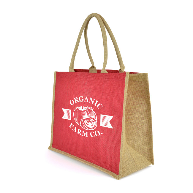 Custom Printed Large Coloured Halton Jute Shopper - Image 1