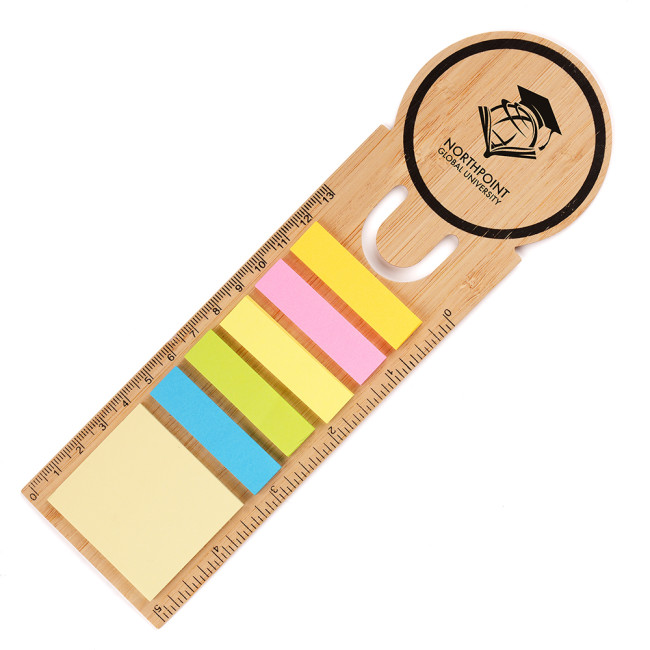 Branded Bamboo Sticky Note Bookmark