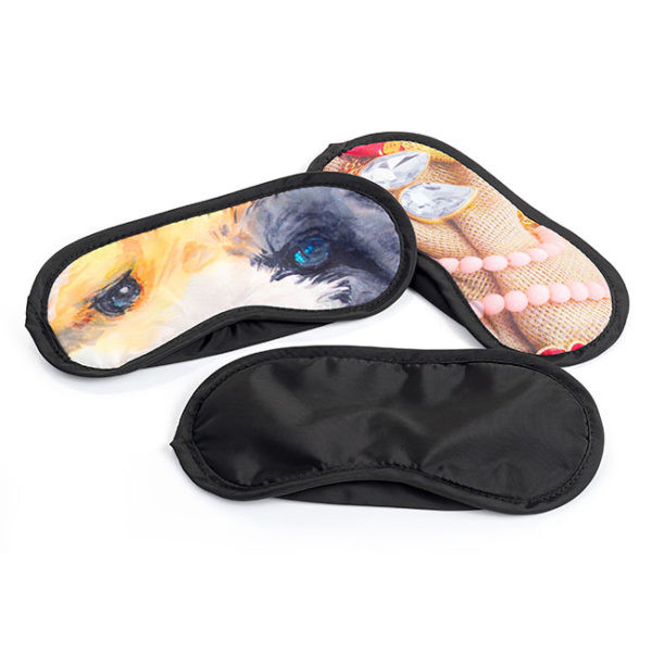 Custom Printed Full Colour Printed Polyester Black Sleep Eye Mask