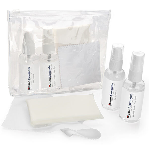 Custom Printed Personal Work Cleaning Kit in a Clear PVC Bag