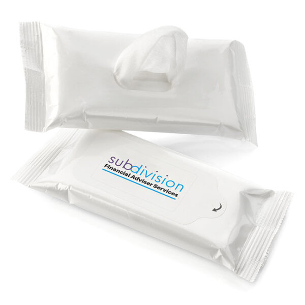 Custom Printed 15 Antibacterial  Wet Wipes in a Soft Pack