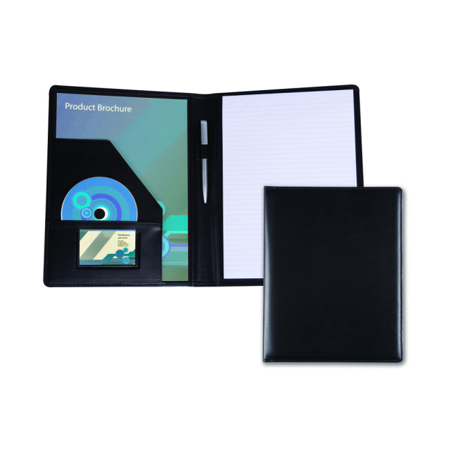 Custom Printed Black Belluno PU A4 Conference Folder