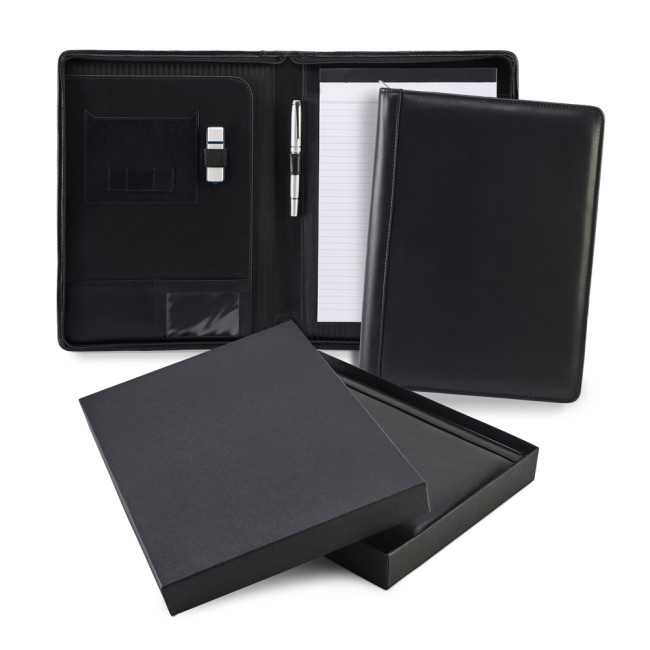 Custom Printed SandRingham Nappa Leather Zipped A4 Conference Pad Holder