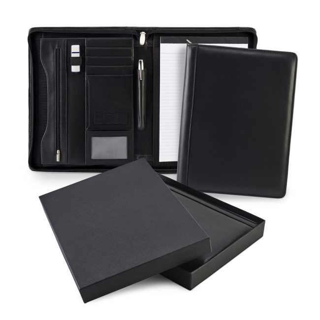 Custom Printed SandRingham Nappa Leather Deluxe Zipped A4 Conference Pad Holder