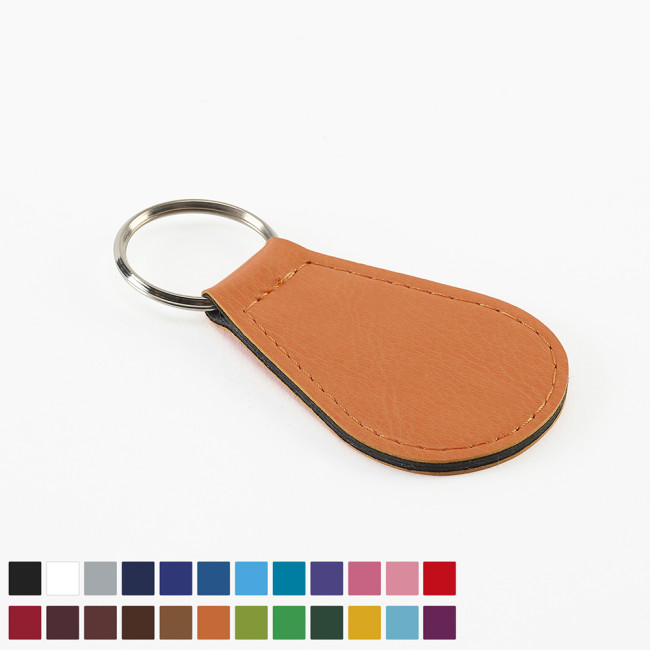 Custom Printed Economy Tear Drop Key Fob In Belluno Vegan PU - Image 1