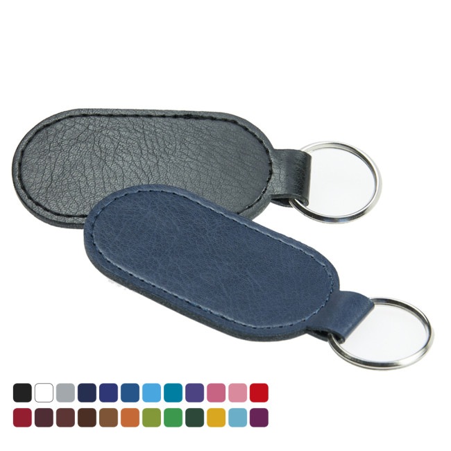 Custom Printed Economy Oval Key Fob In Belluno Vegan PU - Image 1