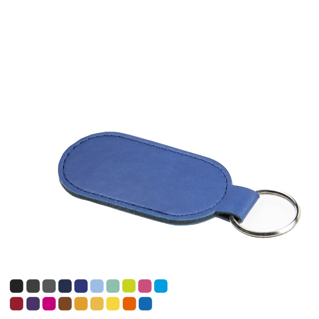 Custom Printed Economy Oval Key Fob In Soft Touch Vegan Torino PU - Image 2