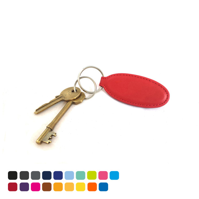 Custom Printed Oval Key Fob In Soft Touch Vegan Torino PU - Image 1