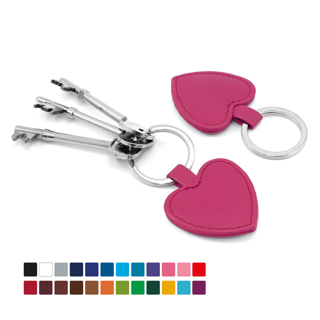 Custom Printed Heart Shaped key Fob In Belluno Vegan PU - Image 2