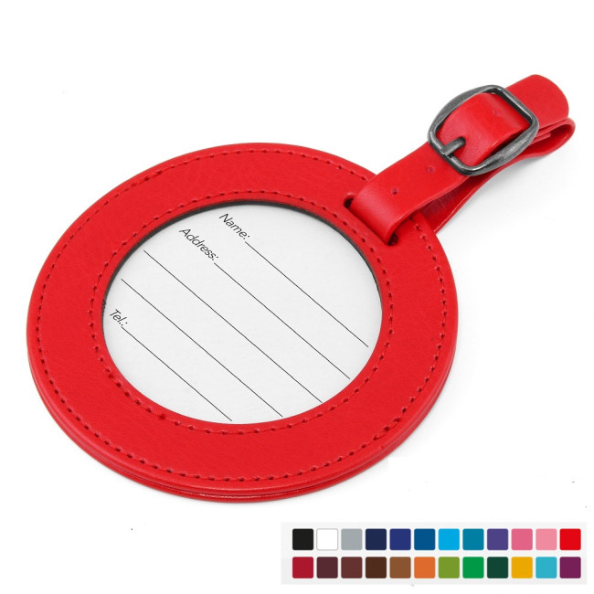 Custom Printed Round Luggage Tag With Window In Belluno Vegan PU - Image 2