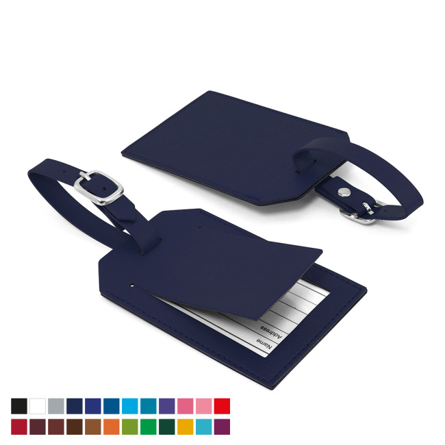 Custom Printed Rectangle Luggage Tag With Security Flap In Belluno Vegan PU - Image 2