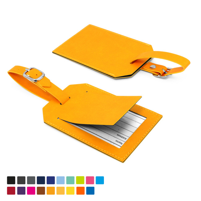 Custom Printed Rectangle Luggage Tag With Security Flap In Soft Touch Vegan Torino PU - Image 2