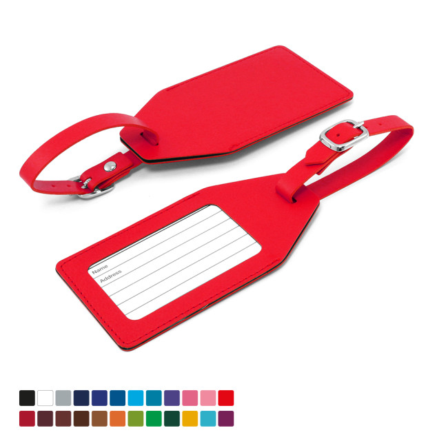 Custom Printed Angled Luggage Tag In Belluno Vegan PU - Image 2