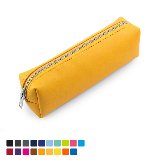 Custom Printed Pencil or Cosmetics Case In Soft Touch Vegan Torino PU - Image 2