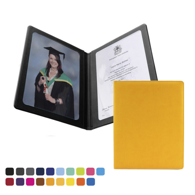 Branded A4 Certificate or Price List Holder In Soft Touch Vegan Torino PU