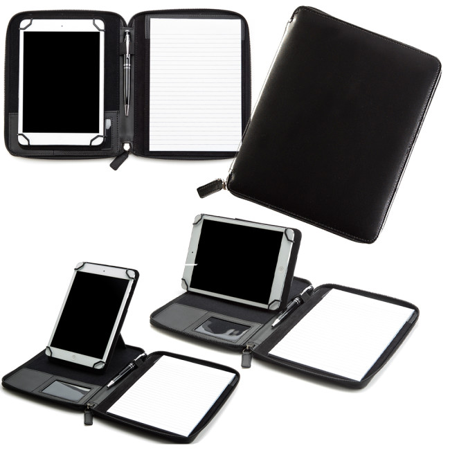 Custom Printed Mini Zipped Adjustable Tablet Holder With a Multi Position Tablet Stand