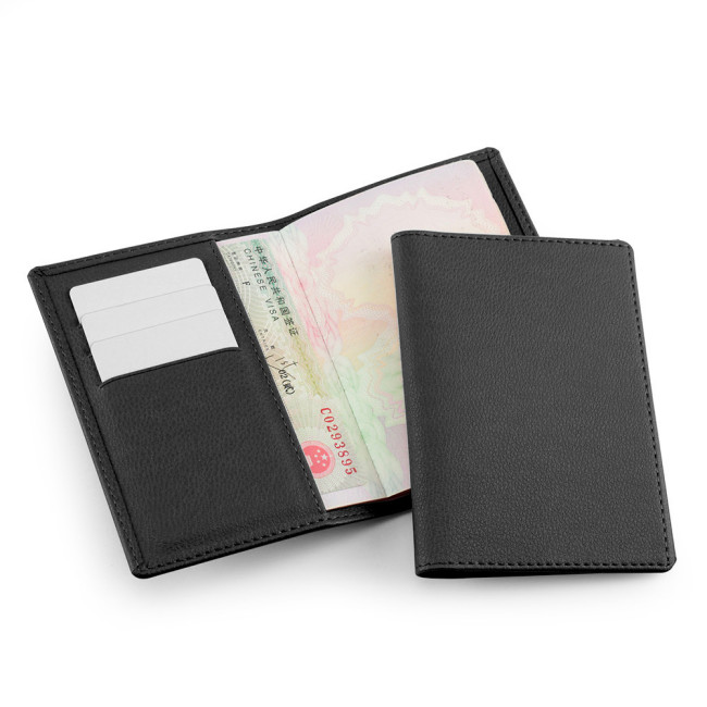 Custom Printed Black Passport Wallet In Recycled Como