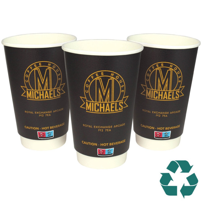 Branded Recyclable Double Wall Paper Cup - Full Colour 455ml