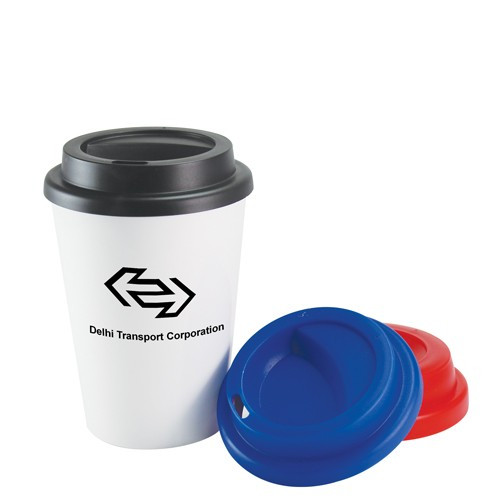 Custom Printed Plastic Double Wall Take Out Coffee Cup 340ml