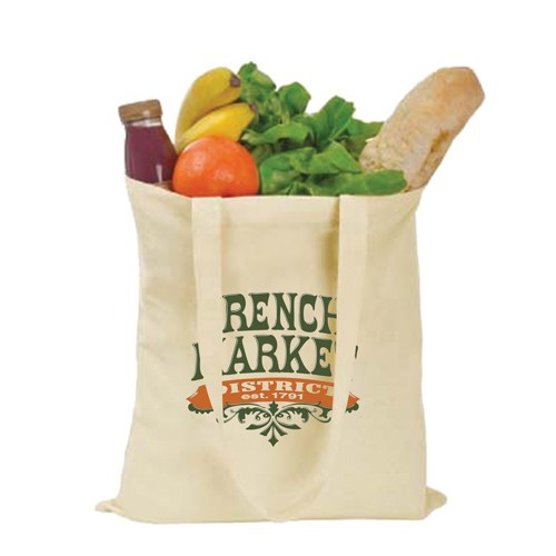 Custom Printed Natural 5oz Long Handled Cotton Shoppers