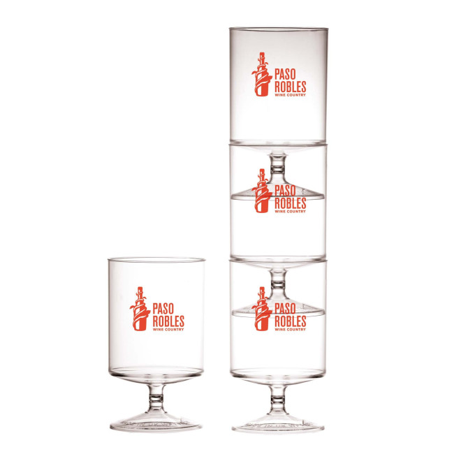 Custom Printed Polystyrene Stacking Wine Glasses 312ml