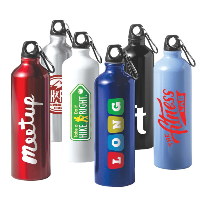 Custom Printed Aluminium Bottle With Carabiner 800ml